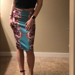 floral pencil skirt